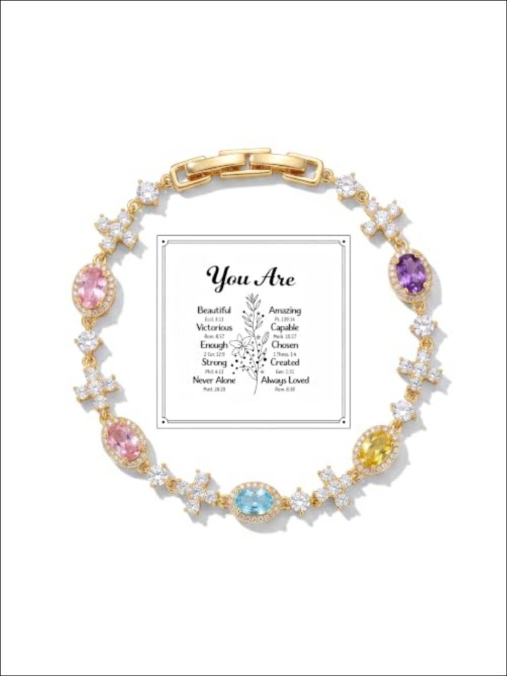 14K Gold Plated Tennis Bracelet Inspirational Gift for Women